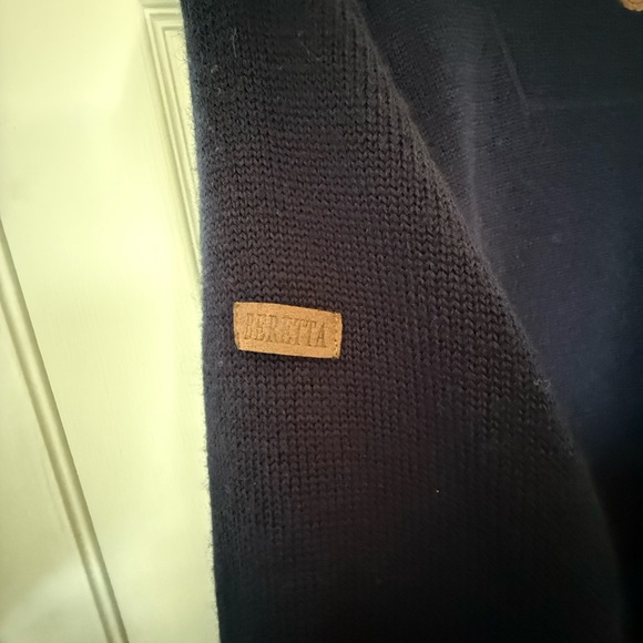 BERETTA Men’s Navy Wool JacketNWOT Sherpa LinenFull Zip Sweater Coat Large - Picture 14 of 16